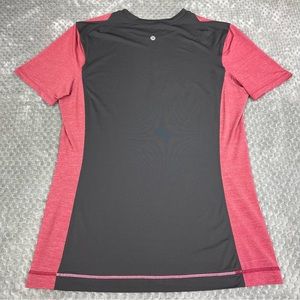 Lululemon Shirt Mens Small Red Black Athletic Performance Workout Short Sleeve
